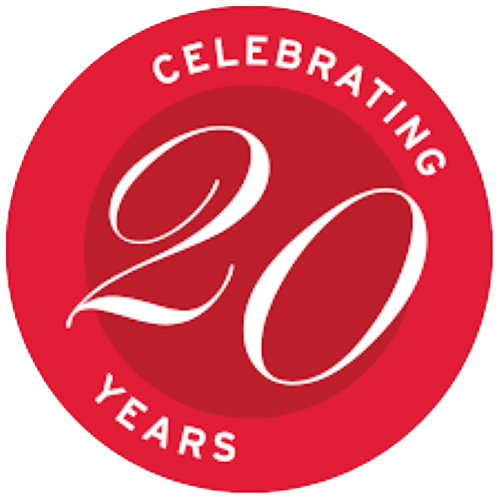 Celebrating 20 years badge
